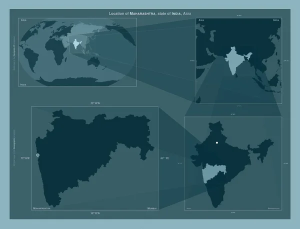 Maharashtra Estado India Diagrama Que Muestra Ubicación Región Mapas Gran —  Fotos de Stock