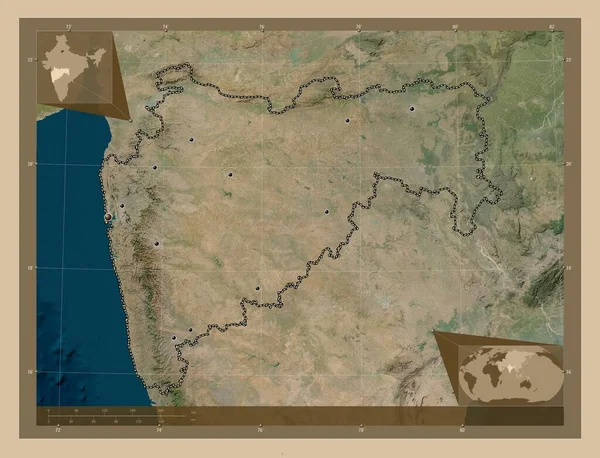 Махараштра Штат Індія Супутникова Карта Низькою Роздільною Здатністю Розташування Великих — стокове фото