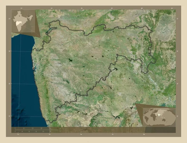 Махараштра Штат Індія Супутникова Карта Високої Роздільної Здатності Кутові Допоміжні — стокове фото