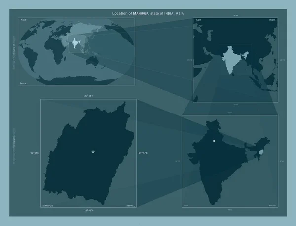 Manipur Estado India Diagrama Que Muestra Ubicación Región Mapas Gran — Foto de Stock