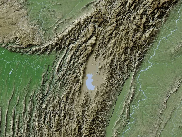 Манипур Штат Индия Карта Высот Окрашенная Вики Стиле Озерами Реками — стоковое фото