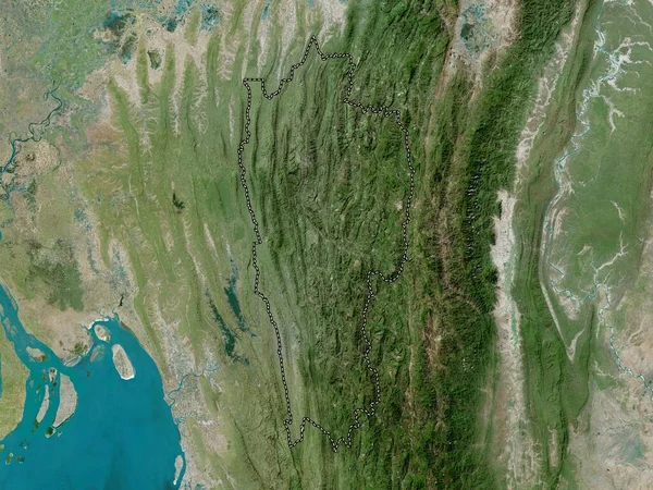Mizoram Staat India Satellietkaart Met Hoge Resolutie — Stockfoto