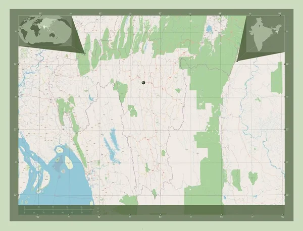 Мизорам Штат Индия Карта Улиц Вспомогательные Карты Расположения Углов — стоковое фото
