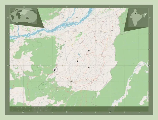 Nagaland Bundesstaat Indien Open Street Map Standorte Der Wichtigsten Städte — Stockfoto