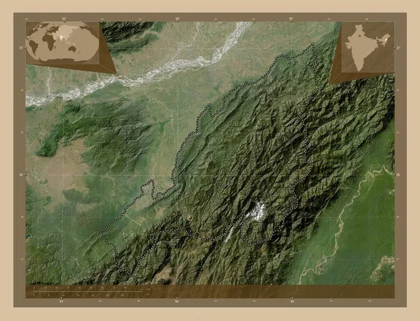 Nagaland Estado India Mapa Satelital Baja Resolución Mapas Ubicación Auxiliares —  Fotos de Stock