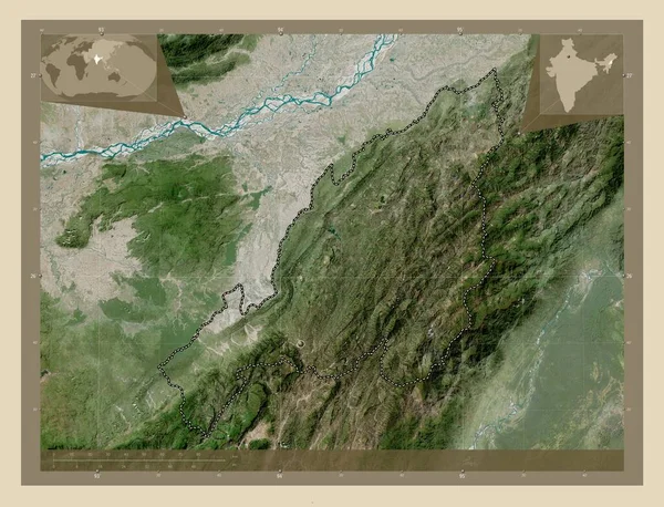 Nagaland State India High Resolution Satellite Map Corner Auxiliary Location — Stock Photo, Image