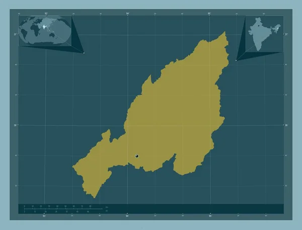 Nagaland Delstaten Indien Fast Färgform Hjälpkartor För Hörnen — Stockfoto