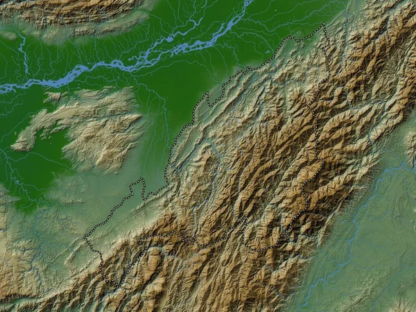 Nagaland Staat India Gekleurde Hoogtekaart Met Meren Rivieren — Stockfoto