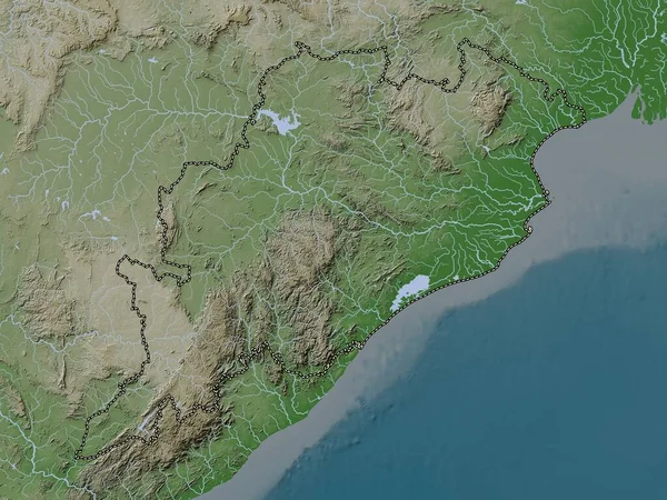 Odisha Staat India Hoogtekaart Gekleurd Wiki Stijl Met Meren Rivieren — Stockfoto