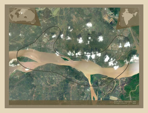 Округ Янам Пудучерри Район Союзной Территории Индии Спутниковая Карта Высокого — стоковое фото