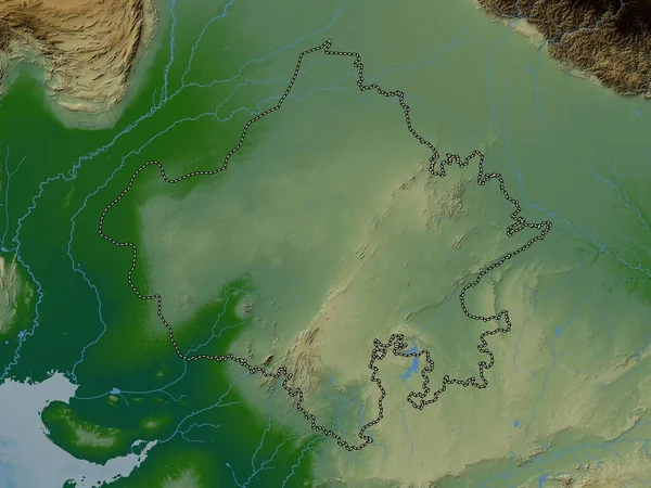 Rajasthan Stan Indie Kolorowa Mapa Wzniesień Jeziorami Rzekami — Zdjęcie stockowe