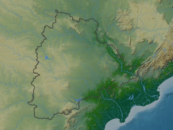 Telangana Stan Indie Kolorowa Mapa Wzniesień Jeziorami Rzekami — Zdjęcie stockowe