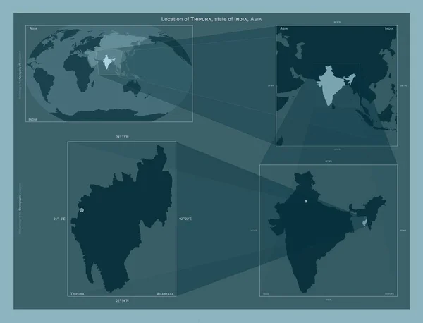 Tripura Estado India Diagrama Que Muestra Ubicación Región Mapas Gran — Foto de Stock