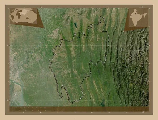 Tripura Estado India Mapa Satelital Baja Resolución Mapas Ubicación Auxiliares —  Fotos de Stock