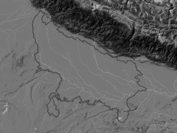 Уттар Прадеш Штат Индия Карта Высот Билевеля Озерами Реками — стоковое фото