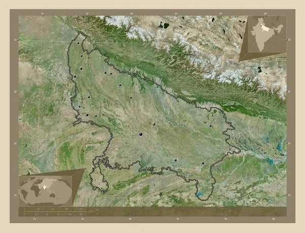 Uttar Pradesh Stato Dell India Mappa Satellitare Alta Risoluzione Località — Foto Stock
