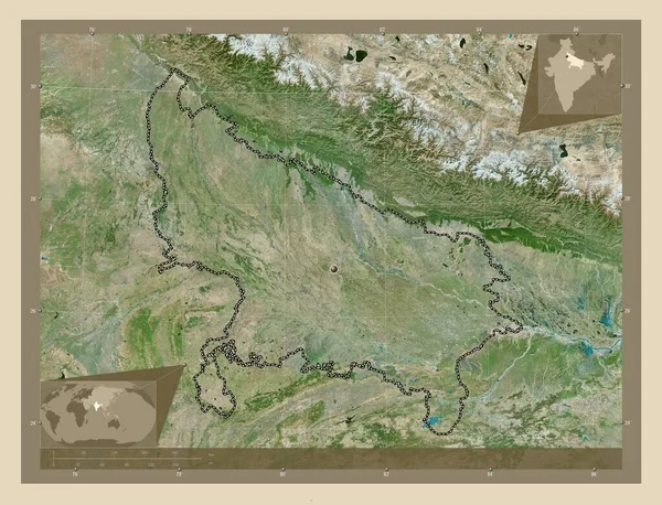 Uttar Pradesh Estado India Mapa Satelital Alta Resolución Mapas Ubicación —  Fotos de Stock