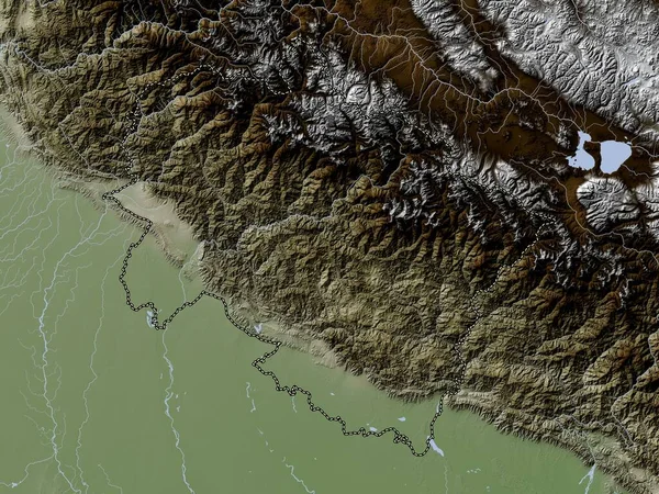 Uttarakhand Delstaten Indien Höjd Karta Färgad Wiki Stil Med Sjöar — Stockfoto
