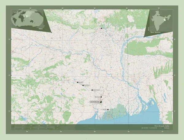 Westbengalen Bundesstaat Indien Open Street Map Orte Und Namen Der — Stockfoto
