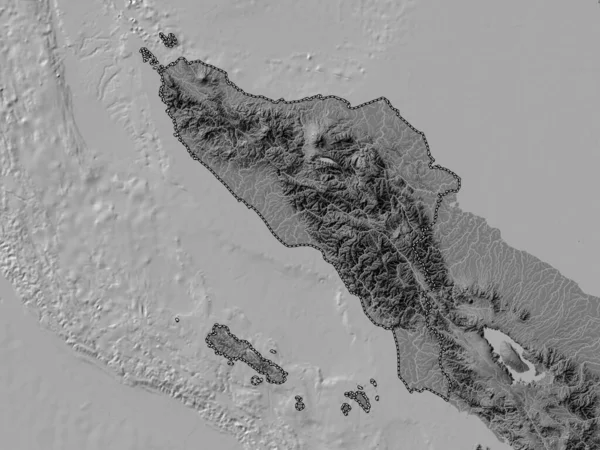 Aceh Autonomous Province Indonesia Bilevel Elevation Map Lakes Rivers — Stock Photo, Image