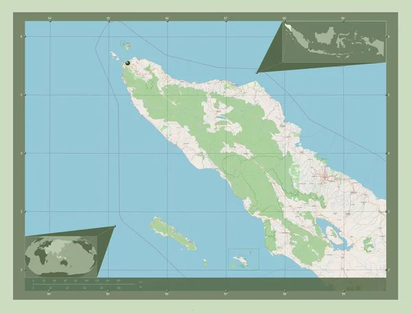 Aceh Província Autónoma Indonésia Abrir Mapa Rua Mapa Localização Auxiliar — Fotografia de Stock