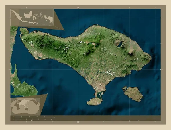 Bali Província Indonésia Mapa Satélite Alta Resolução Mapa Localização Auxiliar — Fotografia de Stock