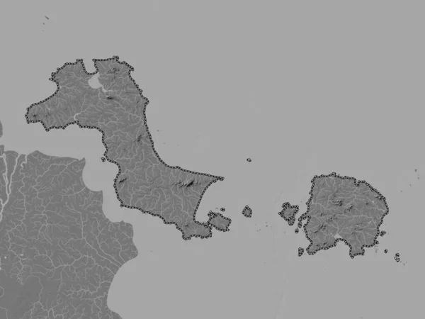 Bangka Belitung Província Indonésia Bilevel Mapa Elevação Com Lagos Rios — Fotografia de Stock