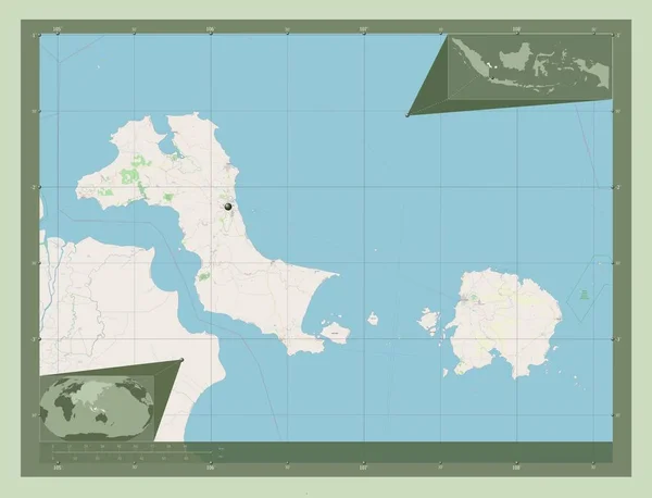 Bangka Belitung Provincie Indonesië Open Plattegrond Hulplocatiekaarten Hoek — Stockfoto