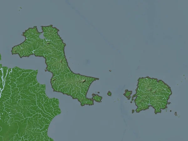 Bangka Belitung Provincia Indonesia Mapa Elevación Coloreado Estilo Wiki Con —  Fotos de Stock