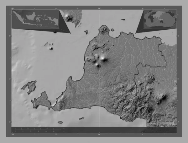 Banten Prowincja Indonezji Dwupoziomowa Mapa Jeziorami Rzekami Pomocnicze Mapy Położenia — Zdjęcie stockowe