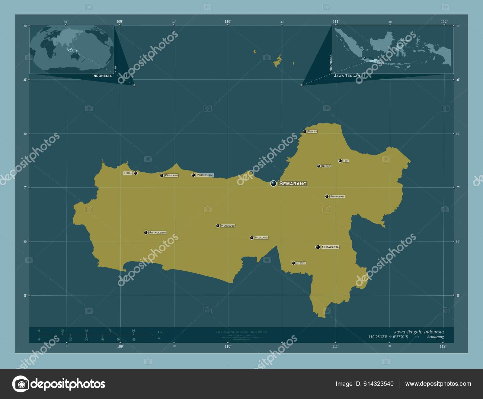 Джава Тенга Город Индонезия Твердая Форма Цвета Места Названия.