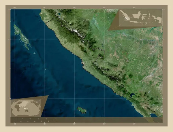 Bengkulu Prowincja Indonezji Mapa Satelity Wysokiej Rozdzielczości Pomocnicze Mapy Położenia — Zdjęcie stockowe