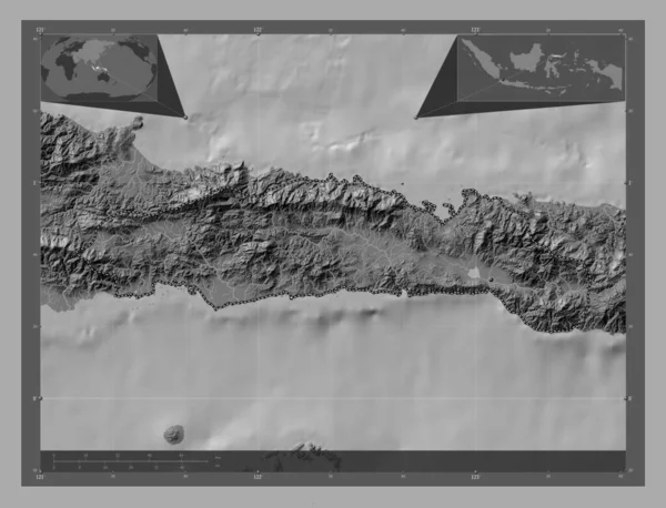 Gorontalo Province Indonésie Carte Altitude Bilevel Avec Lacs Rivières Emplacements — Photo
