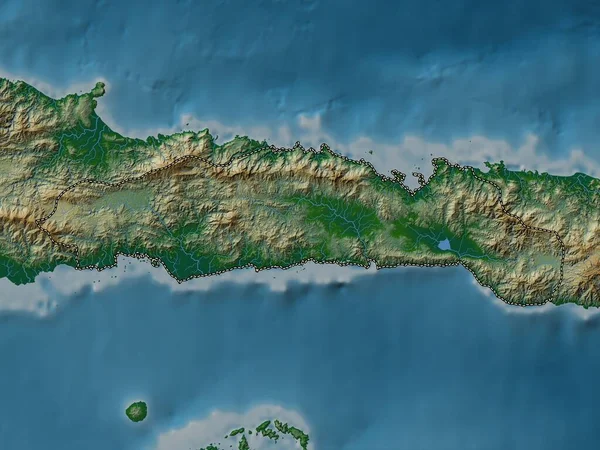 Gorontalo Prowincja Indonezji Kolorowa Mapa Wzniesień Jeziorami Rzekami — Zdjęcie stockowe