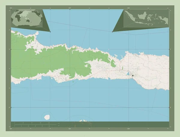 Gorontalo Endonezya Vilayeti Açık Sokak Haritası Köşedeki Yedek Konum Haritaları — Stok fotoğraf