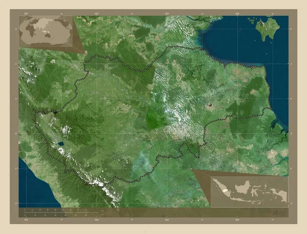 Jambi Province Indonesia 高分辨率卫星地图 角辅助位置图 — 图库照片