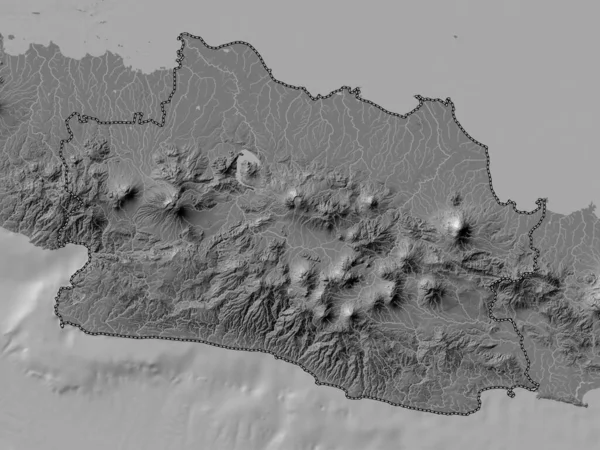 Jawa Barat Provincie Indonésie Bilevel Elevační Mapa Jezery Řekami — Stock fotografie