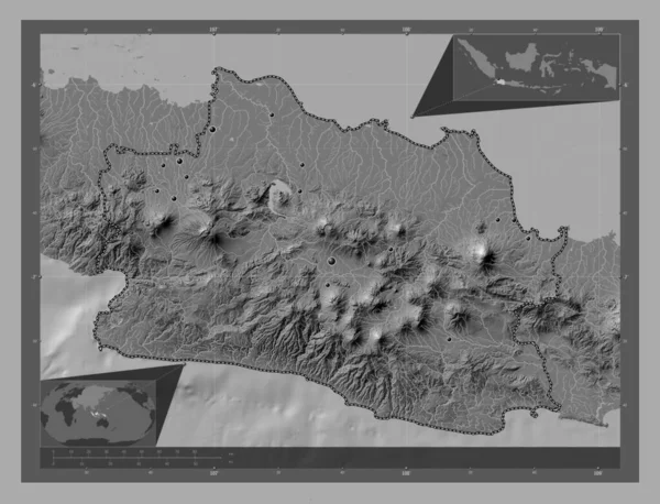 Jawa Barat Province Indonésie Carte Altitude Bilevel Avec Lacs Rivières — Photo