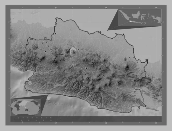 Jawa Barat Provincie Indonésie Výškové Mapy Jezery Řekami Umístění Velkých — Stock fotografie