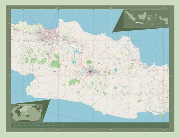 Jawa Barat Provincie Indonesië Open Plattegrond Hulplocatiekaarten Hoek — Stockfoto