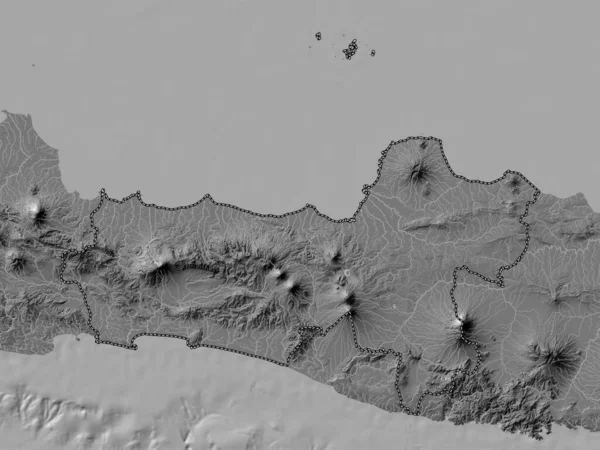 Jawa Tengah City Indonesia Bilevel Elevation Map Lakes Rivers — Stock Photo, Image