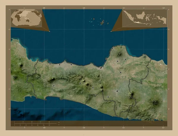 Jawa Tengah Stadt Indonesiens Satellitenkarte Mit Niedriger Auflösung Standorte Der — Stockfoto