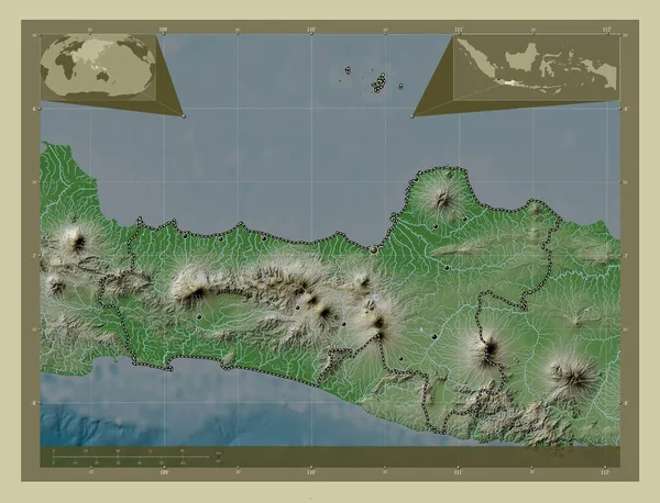 Jawa Tengah Πόλη Της Ινδονησίας Υψόμετρο Χάρτη Χρωματισμένο Στυλ Wiki — Φωτογραφία Αρχείου
