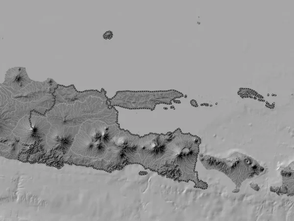 Jawa Timur Provincia Indonesia Mapa Elevación Bilevel Con Lagos Ríos — Foto de Stock