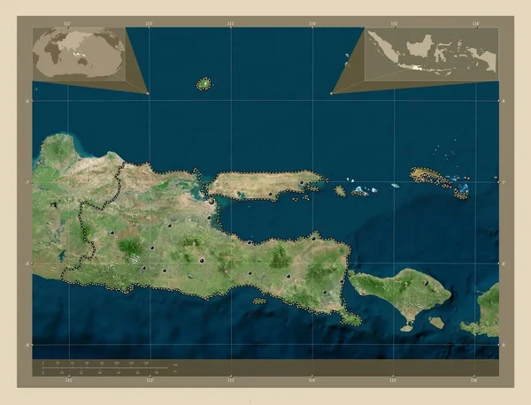 Jawa Timur Província Indonésia Mapa Satélite Alta Resolução Locais Das — Fotografia de Stock