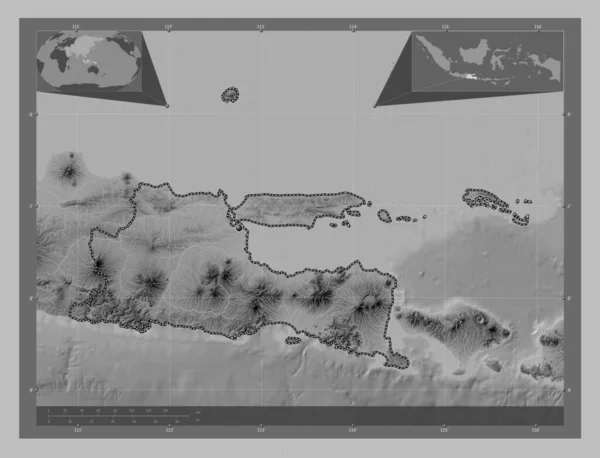 Jawa Timur Provincie Indonésie Výškové Mapy Jezery Řekami Pomocné Mapy — Stock fotografie