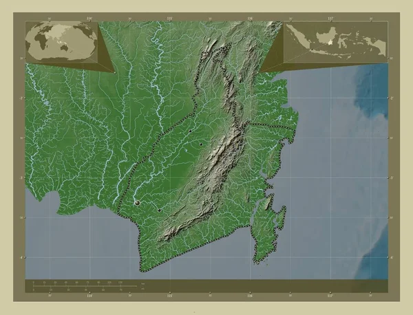 Kalimantan Selatan Provincia Indonesia Mapa Elevación Coloreado Estilo Wiki Con — Foto de Stock