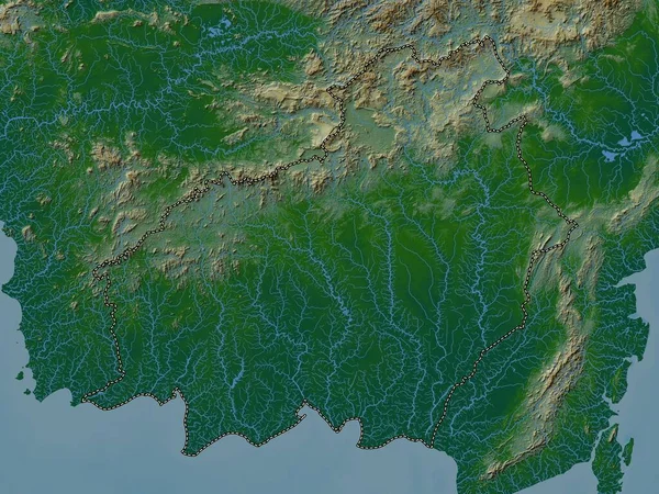 Kalimantan Tengah 印度尼西亚省 带有湖泊和河流的彩色高程图 — 图库照片