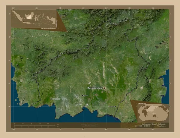 Kalimantan Tengah Provincie Indonesië Lage Resolutie Satellietkaart Locaties Namen Van — Stockfoto