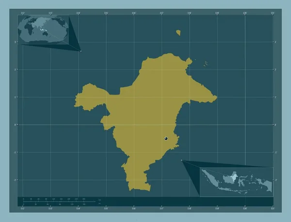 Kalimantan Timur Provincia Indonesia Forma Tinta Unita Mappa Della Posizione — Foto Stock